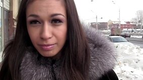 Brunette gets invited to get an anal gangbang. Three guys do her