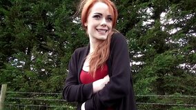 Alluring ginger does her oral job and asks stranger for a ride