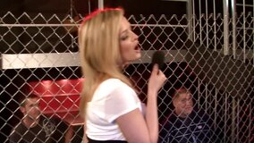Gorgeous brunette cutie gets her tight ass rammed in the ring