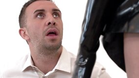 A fine ass bitch is getting a pole shoved into her cunt on the pillows