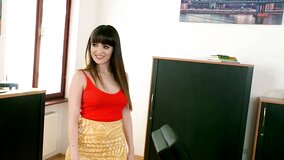 Tall bitch with large tits is getting fucked in her wet cunt
