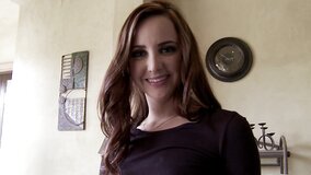A pretty brunette with a tight snatch is close up and fucking