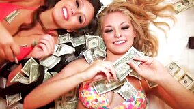 Two girls are having a threesome with a guy